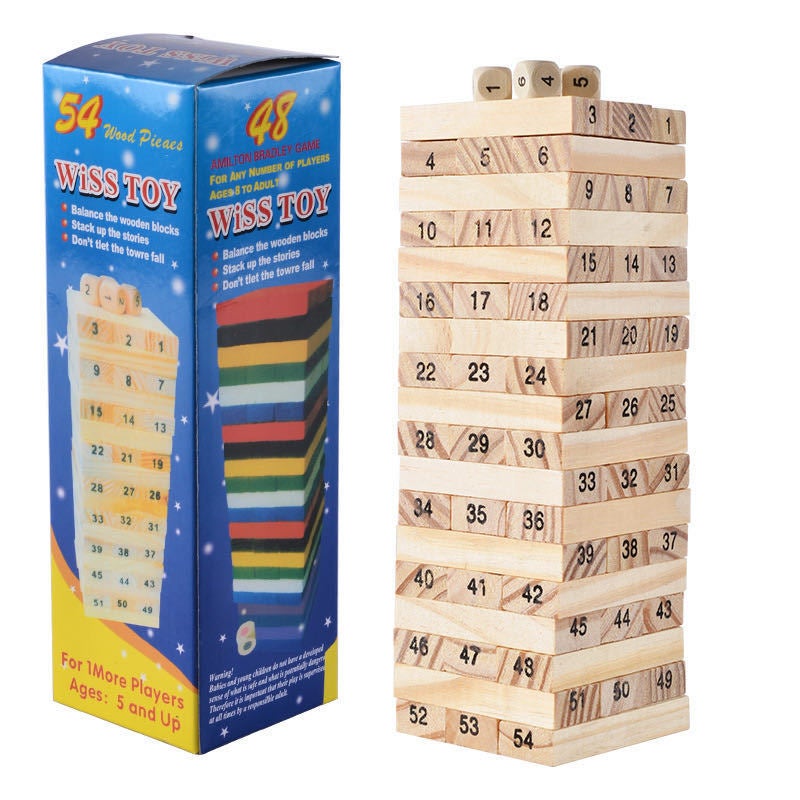 Pine Stacked High Building Blocks 54 Children'S Digital Color Stacked Puzzle Wooden Early Education Toys Manufacturers - Image 3